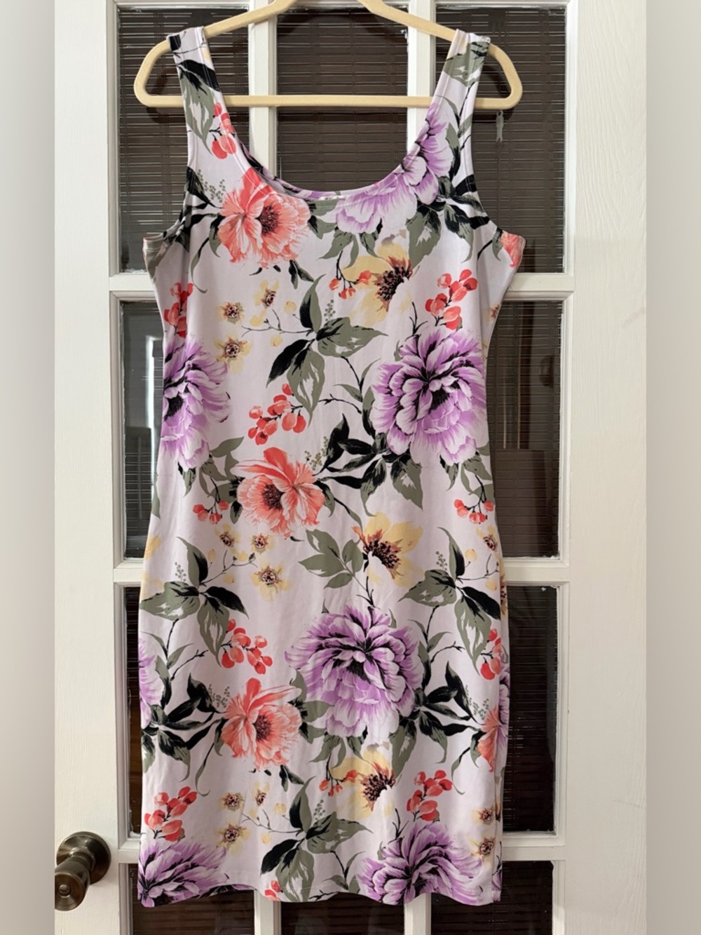 Jolie & Joy Women’s 1X White Floral Slim Fit Bodycon Sleeveless Dress | SKU 0170
